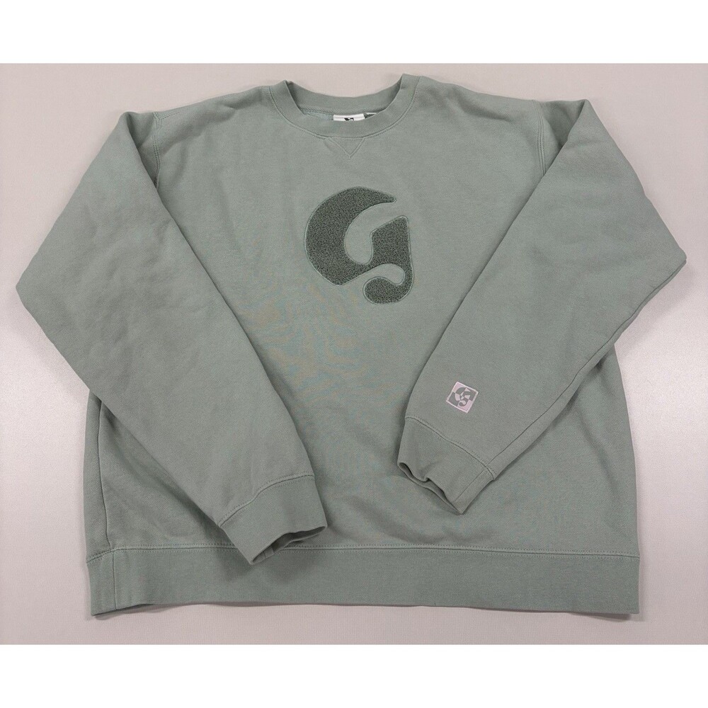 Women's Glossier Sage Green Crew Neck Sweatshirt, Medium